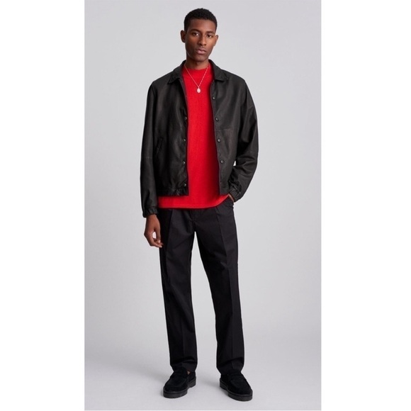 Saturdays NYC Sweater Sean Mock Turtleneck Red Crepe Rib *FLAW* size Medium - Picture 4 of 16